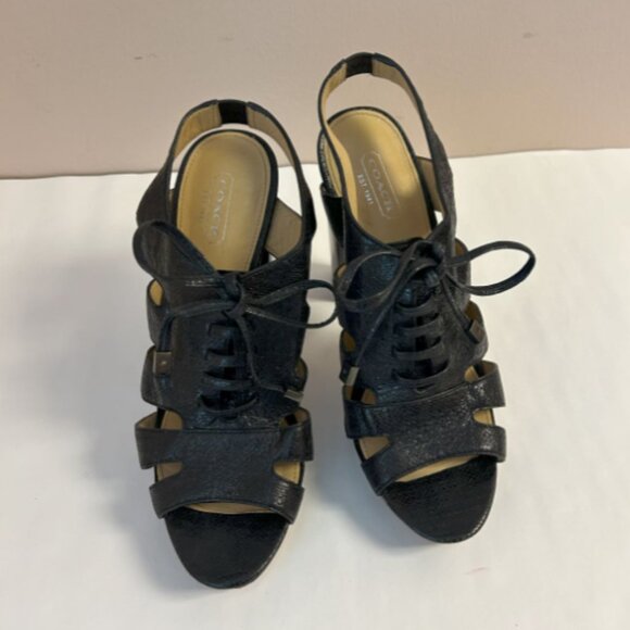 Coach Moreen Caged Lace-up Black Platform Heel - Size 8.5 - Picture 2 of 4
